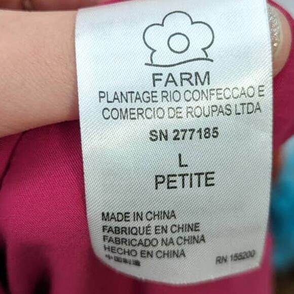 Farm Rio Anthro Eyelet Tiered Tunic Floral Split Neck Pink Multi Large P NWOT - Picture 8 of 12